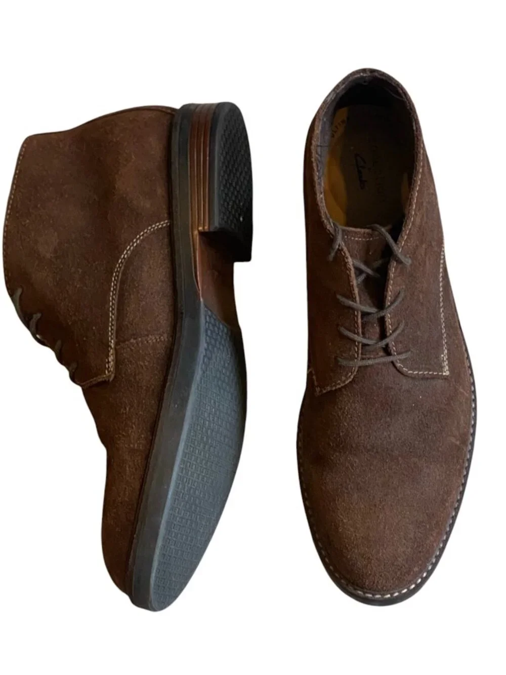 CLARKS COLLECTION Mens Brown Round Toe Lace-Up Leather Chukka Boots 11-1/2 #80Q